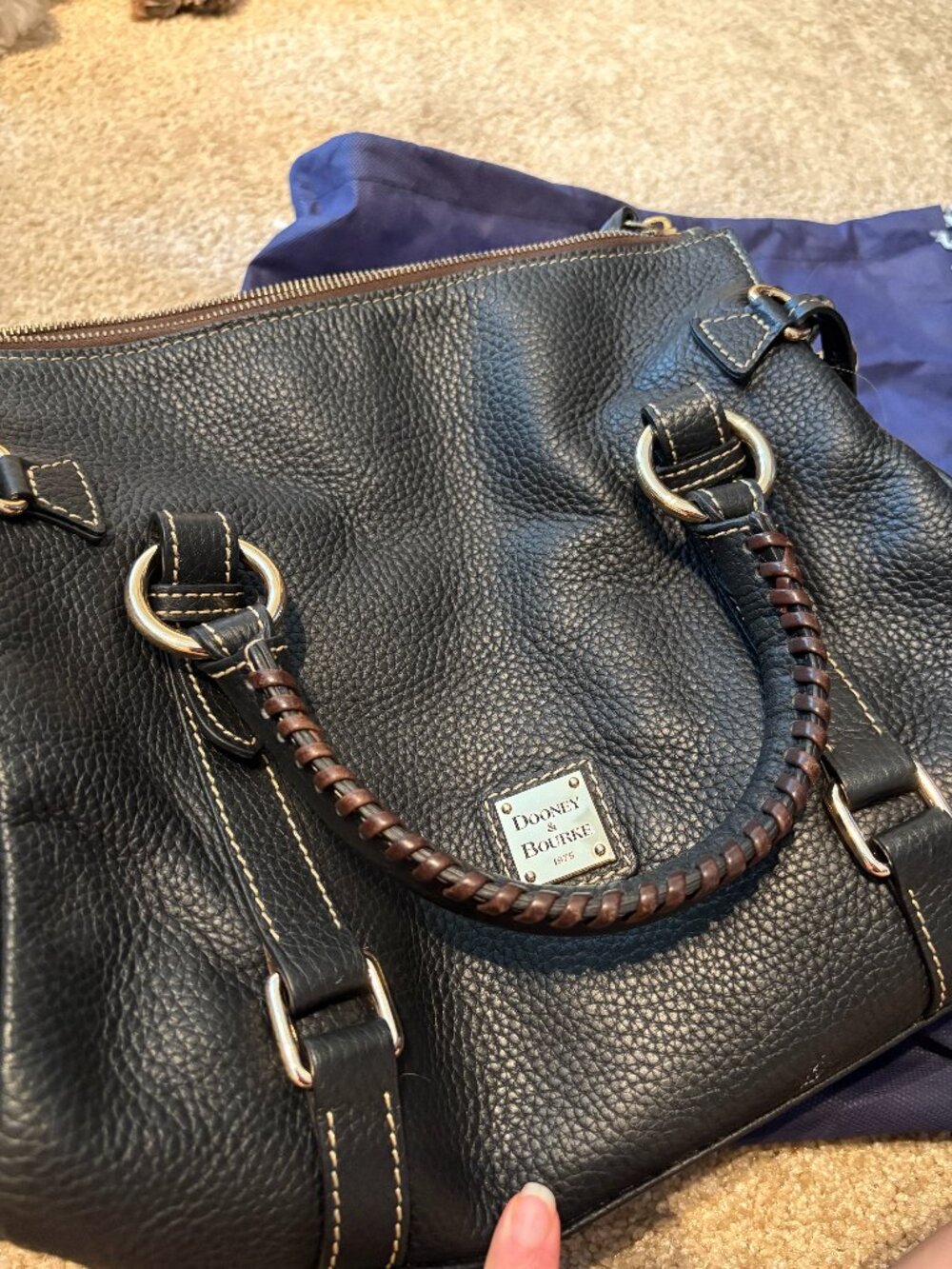 Vintage 2010's Dooney & Burke Black Leather Florentine Satchel w/Dustbag
